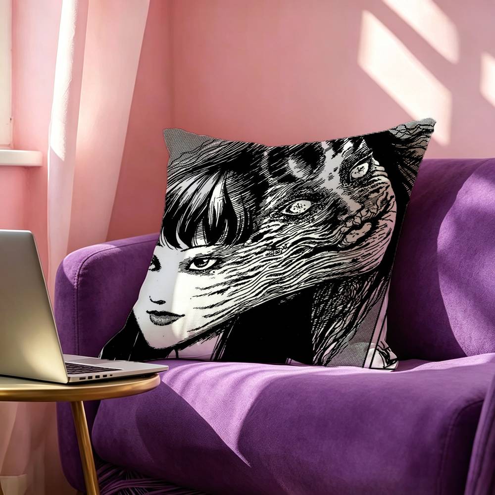 Japanese Junji Ito Tomie Square DoubleSided printed Pillow Case Bedroom Bedside Pillow Sofa Cushion Cover