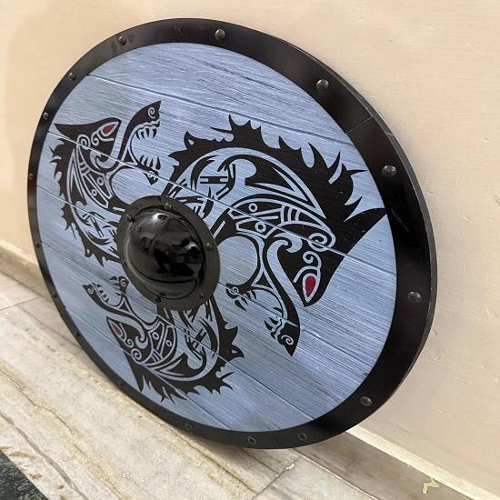 Wooden Viking Shield Decorative Battle Ready Armor, Home Decor
