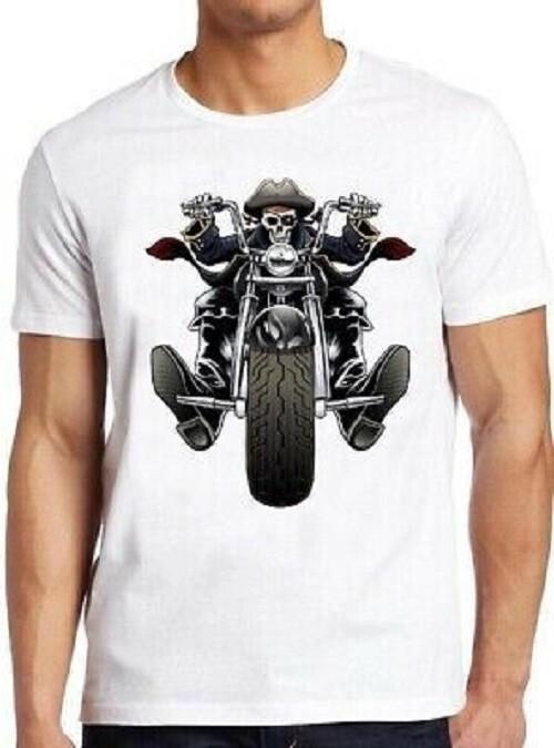 Череп Байкер Пират Harley Мотоцикл Поездка Велосипед Винтажный Крутой Подарок Футболка T-Shirt M200 M