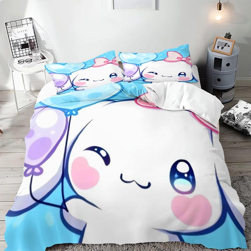 Cinnamoroll Kawaii Bedding Sets Cute Comforter Cover Bed Cover Duvet Cover Pillow Case 2-3 Pieces Sets Kids Adult Size