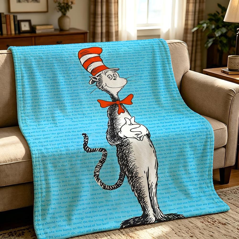 book T-The Cat in the Hat-T Throw Thick Comfort Flannel Quilt, Multi-scene Use Indoor Outdoor Daily Nap