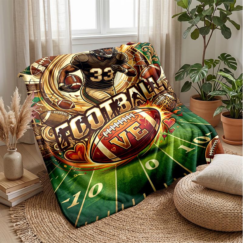 Football Equipment Still Life Theme blanket Lightweight Warm Flannel Blanket Decorative Throw Blanket for Home Decoration