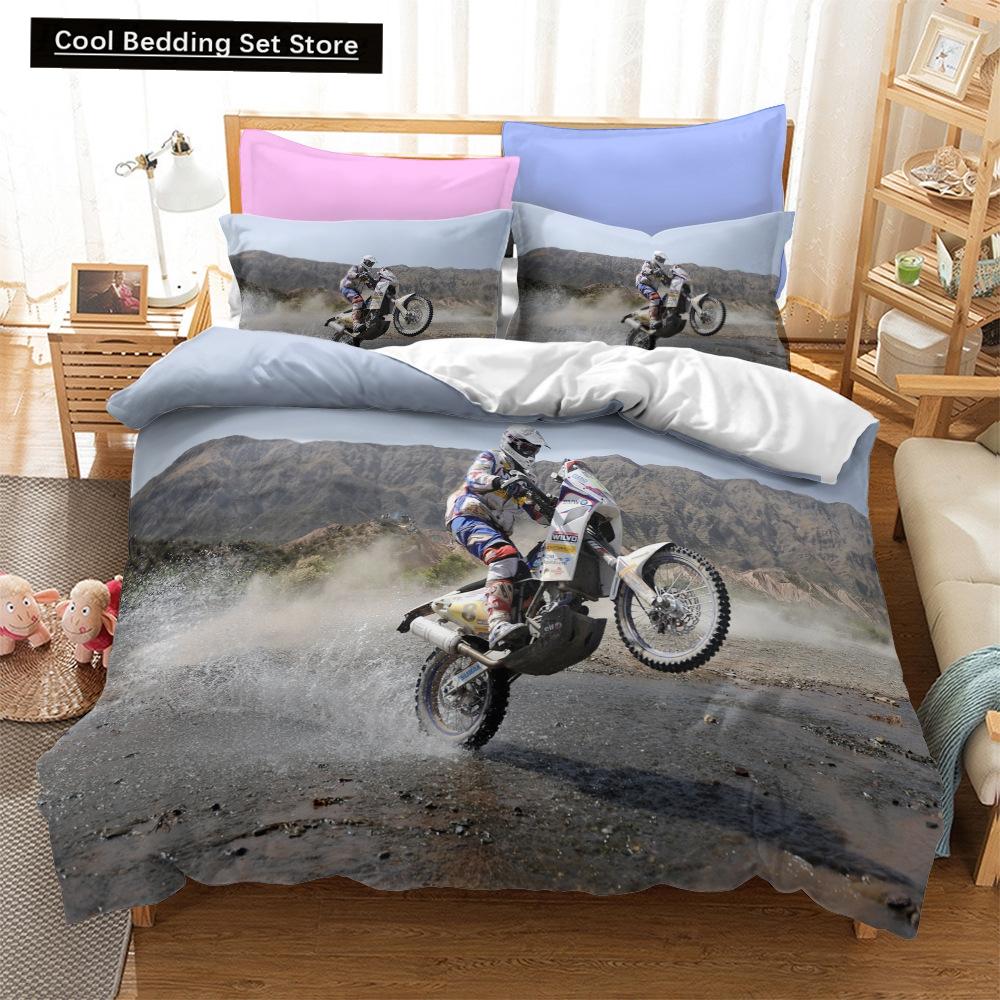 Fashion Motorcycle 3D Duvet Cover Bedding Set Comforter Linen Pillowcases Quilt Cover Home Decor Single Double Twin King Queen