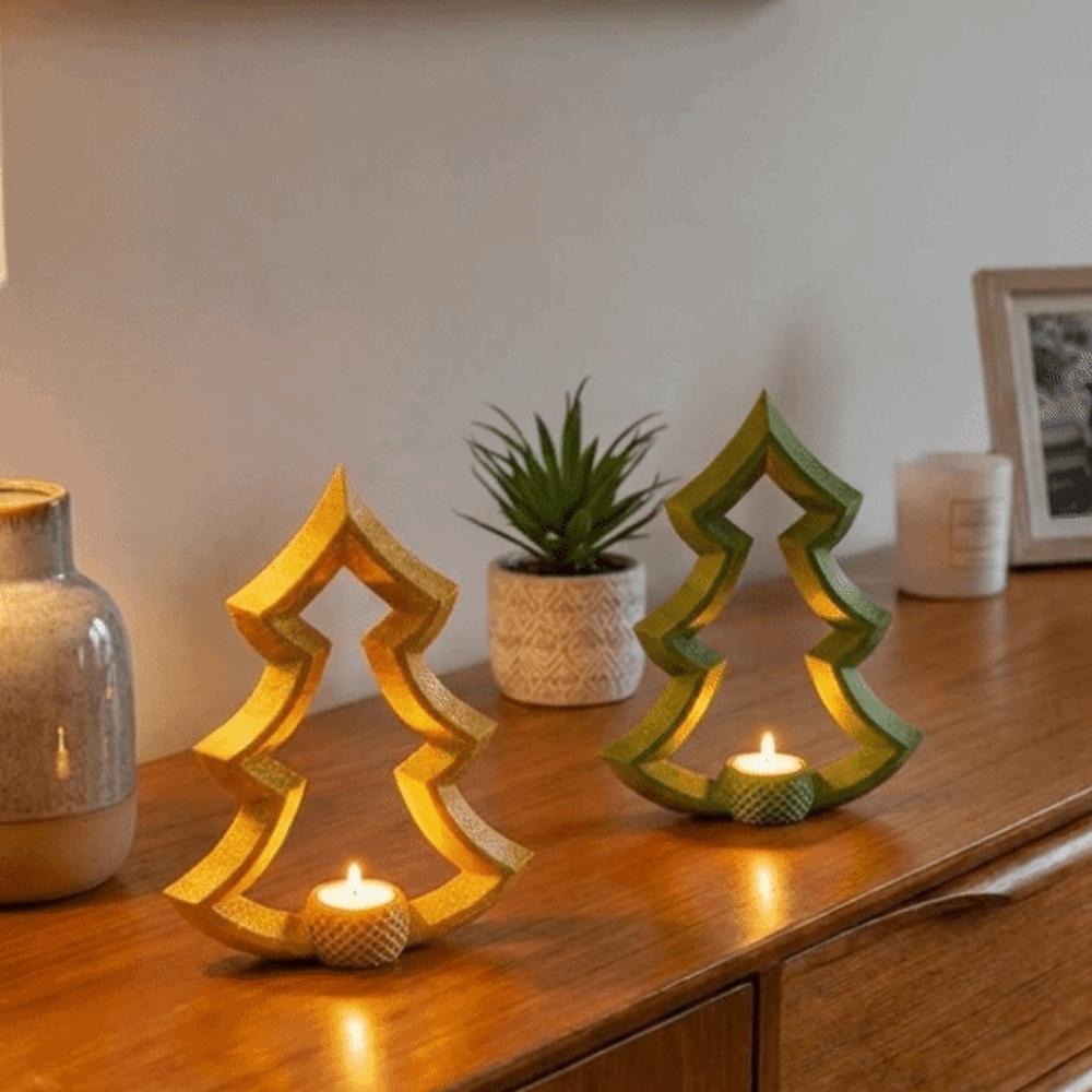 Plastic Christmas Tree Candle Holder 3D Printed Christmas Tree Ornament Home Decor
