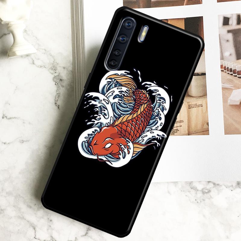 Tattoo Japanese Koi Dragon Wave Case For Oppo A96 A76 A16 A18 A38 A58 A78 A98 A15 A17 A77 A74 A94 A54 A57S A40 A60 A80 Cover