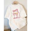 T-shirt da donna a maniche corte con stampa VINO Grafica Cocktail al Vino Vestibilità Rilassata Top Casual Quotidiano