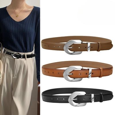 New Genuine Leather Women's Belt Simple and Versatile Retro Belt with Jeans Casual Trousers Women's Style