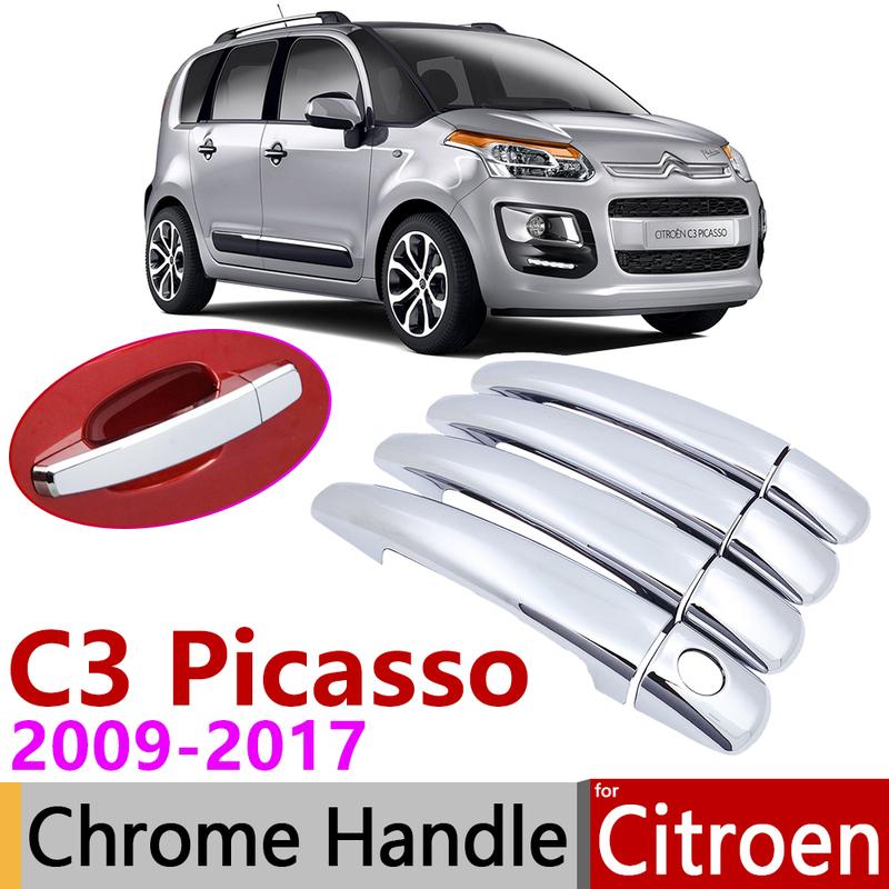 For Citroen C3 Picasso 2009 2010 2011 2012 2013 2014 2015 2016 2017 Chrome Door Handle Cover Trim Rustproof Stickers Accessories