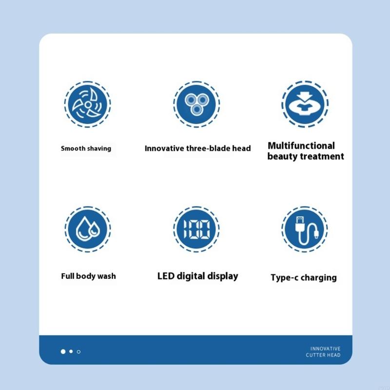 Multifuntional Small Electric Shaver with Three Head Designs IPX7 Rechargeable Beard Trimmer for Various Skin Types