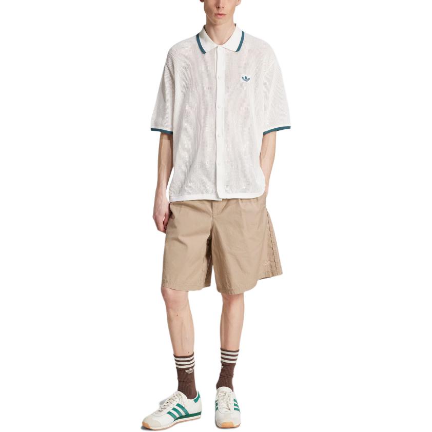 adidas Originals Wide Leg Bermuda Woven Loose Fashion Versatile Casual Sports Shorts Men Shorts White Brown KB5585