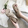 Women's Summer Roman Sandals - Woven Straw Linen with Elastic Band