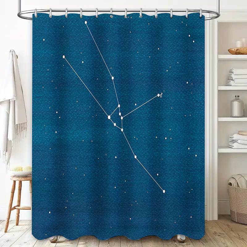 Blue Galaxy Shower Curtain Starry Space Universe Cosmos Pattern Bathroom Decor Waterproof Backdrop