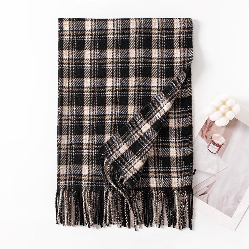 Classic Plaid Imitation Cashmere Tassel Scarf & Shawl