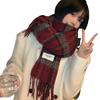 New plaid scarf women's winter thickened warm retro fashion versatile high-end shawl scarf student spring and autumn