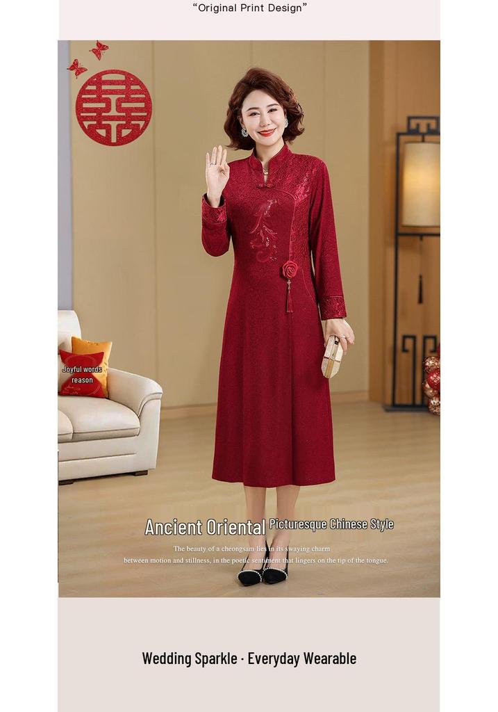 Elegant Spring Dress for Mother of the Bride or Wedding Guest - Stylish Attire for Middle-Aged and Elderly Women