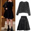 French S-Style Sequin Knit Cardigan & Midi Skirt Set – Autumn/Winter Collection