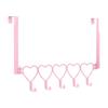 Pink Metal Over Door Hook for Clothes Bags Towels Easy Installation Coat Hanger Space Saving Storage Solution