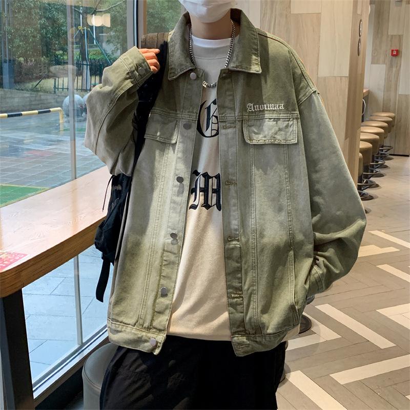 American Vintage Couple Denim Jacket Spring and Autumn Gradient Top Loose Ruffian Handsome Casual Jacket for Men
