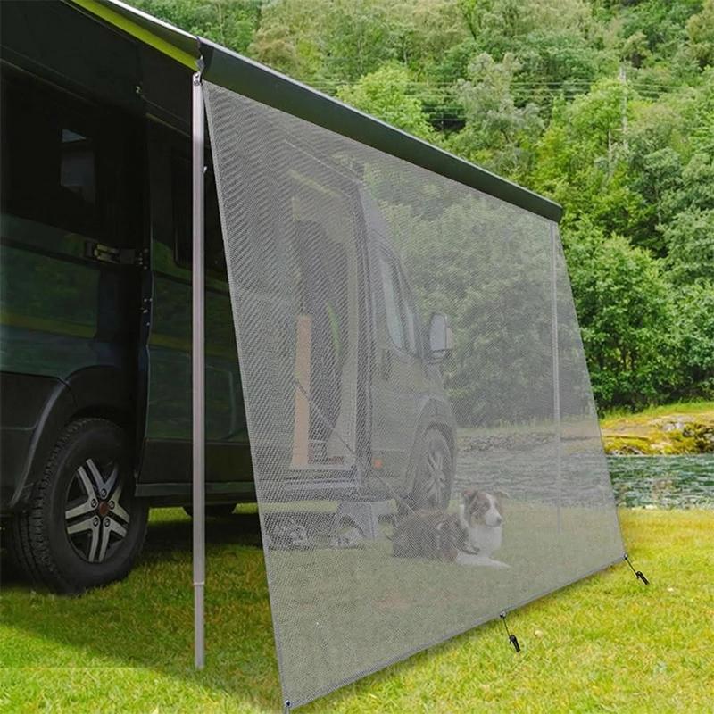 RV Awning Sun Shade Screen Sunshade 8x10ft/8x15.3ft For 16' RV Awning Mesh Sunscreen Motorhome Camper Trailer Screen UV Blocker
