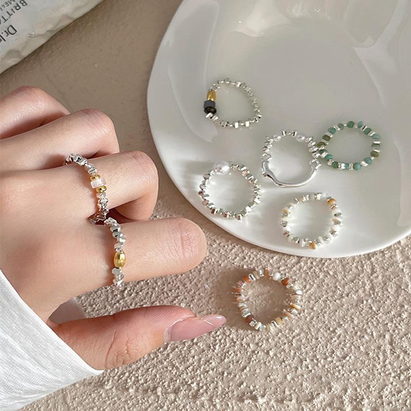 Elegant Shattered Pearl Silver Ring For Women Trendy Fashionable Adjustable Design
