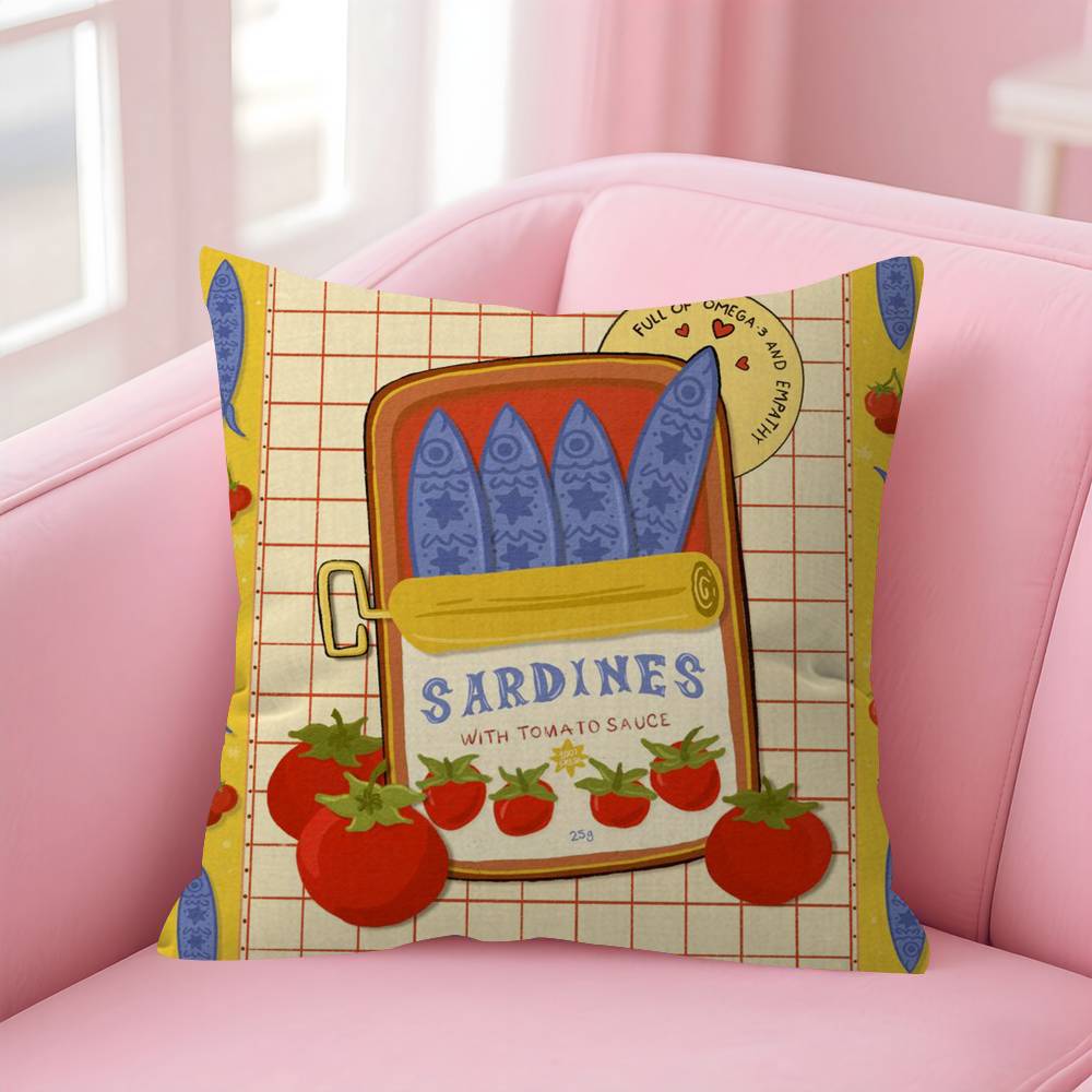 Anime Sardines Art  Pillow Cushion Cover Pillowcase Living Room Sofa Home Decor Customized