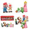 Sześcioelementowy zestaw figurek akcji Super Mario Bros z Luigi, Yoshi i grzybami kolekcjonerskimi dla dzieci