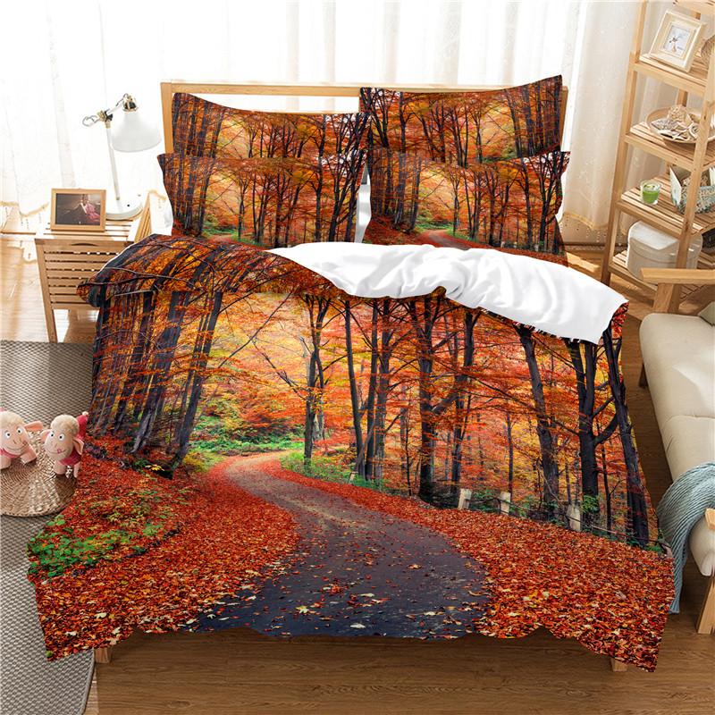 Tree Duvet Cover Set Snow Winter Style Beautiful Landscape 3D Print Polyester Comforter Cover King Queen Full Size For Kid Boy