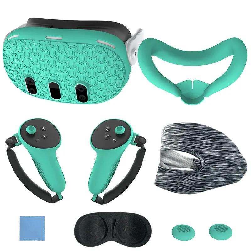 For Meta Quest 3 Accessories Silicone Protective Cover Shell Case VR Headset Head Face Cover Eye Pad VR Bag For Oculus Quest 3