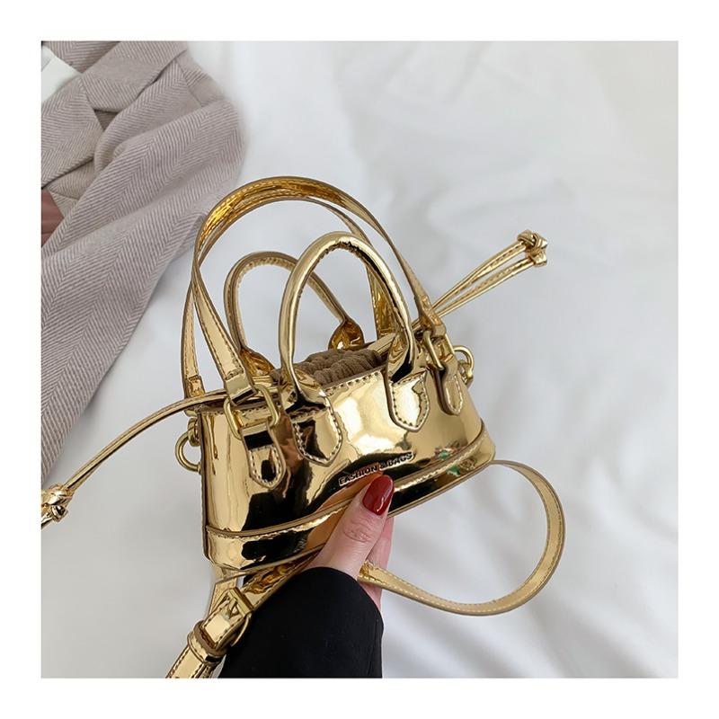 

Новая женская сумка из лакированной кожи с лазерным глянцем, мини-сумка, сумка-ракушка, женская сумка-мессенджер, красный конверт золотой