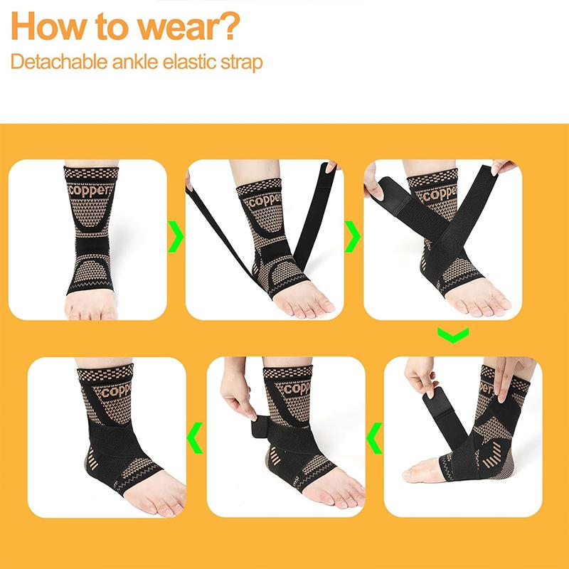 Durable And Safe 1Pcs Copper Ankle Brace Infused Compression Sleeve Support For Plantar Fasciitis Sprained Ankle Achilles Tendon Pain Relief