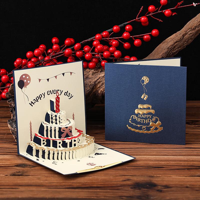 Musical Birthday Greeting Cards 3D Light Birthday Card Folding Type Pop Up Greeting Cards with Envelope Birthday Party Supplies