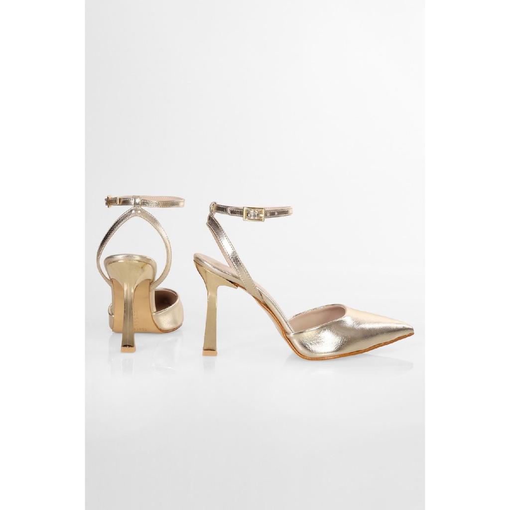 Women's Martini Black Patent Leather Belted Ankle Stiletto