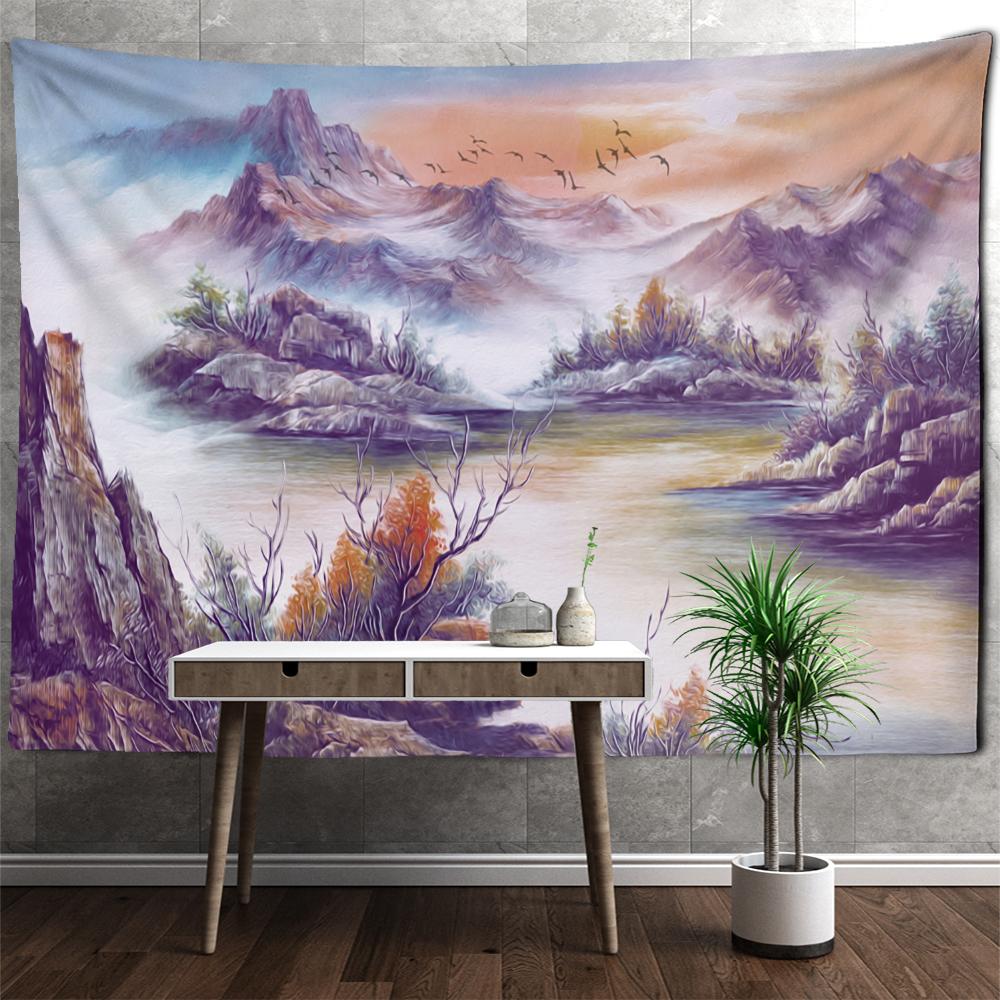 Ölgemälde Lavendel Wandteppich Wandbehang Pflanze Böhmisch Hippie Tapez Nordische Ästhetik Raumdekor