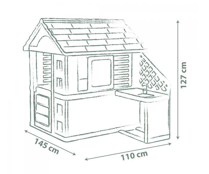 Lekhus - SMOBY - Naturhus + Kök - Återvunnen plast - Väderbeständigt - 2 år och uppåt
