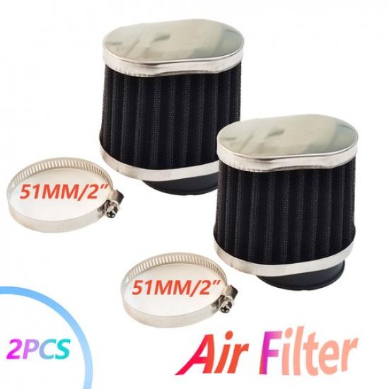 2inch 51mm Motorcycle Air Filter Metal Kits Universal Intake High Flow Cone 2PCS
