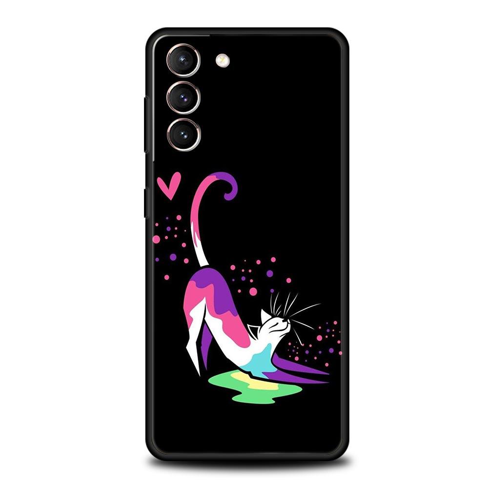 Colorful Cat Design Phone Case for Samsung Galaxy S26 S25 S24 S23 S22 S20 S21 FE Ultra S25 Edge Plus 5G Soft TPU Cover Funda Bag