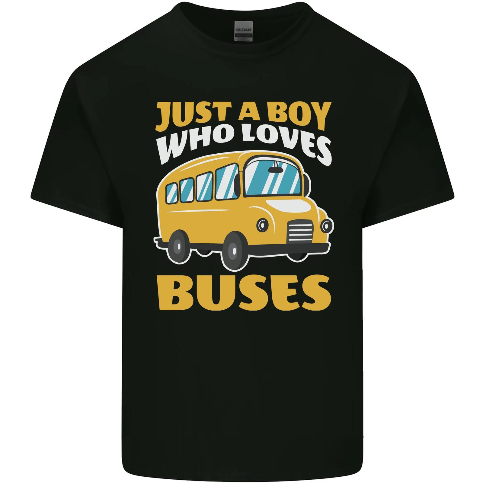 Just a Boy Who Loves Buses Bus Driver Mens Cotton T-Shirt Tee Top S