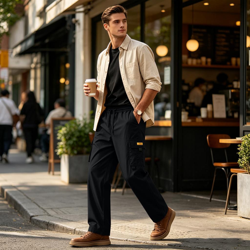 Men's Casual Cargo Pants Straight Leg Long Pants for Everyday Wear