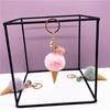 Ice Cream Keychain Cute Bag Cartoon Plush Pendant Cone Car Key Chain Ring Hairball Creative Gift