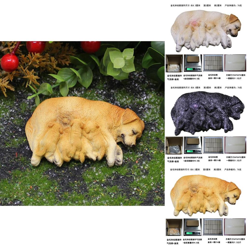 Micro Landscape Resin Labrador Retriever And Puppy Model Garden Decor With Animal Design For Gift Giving