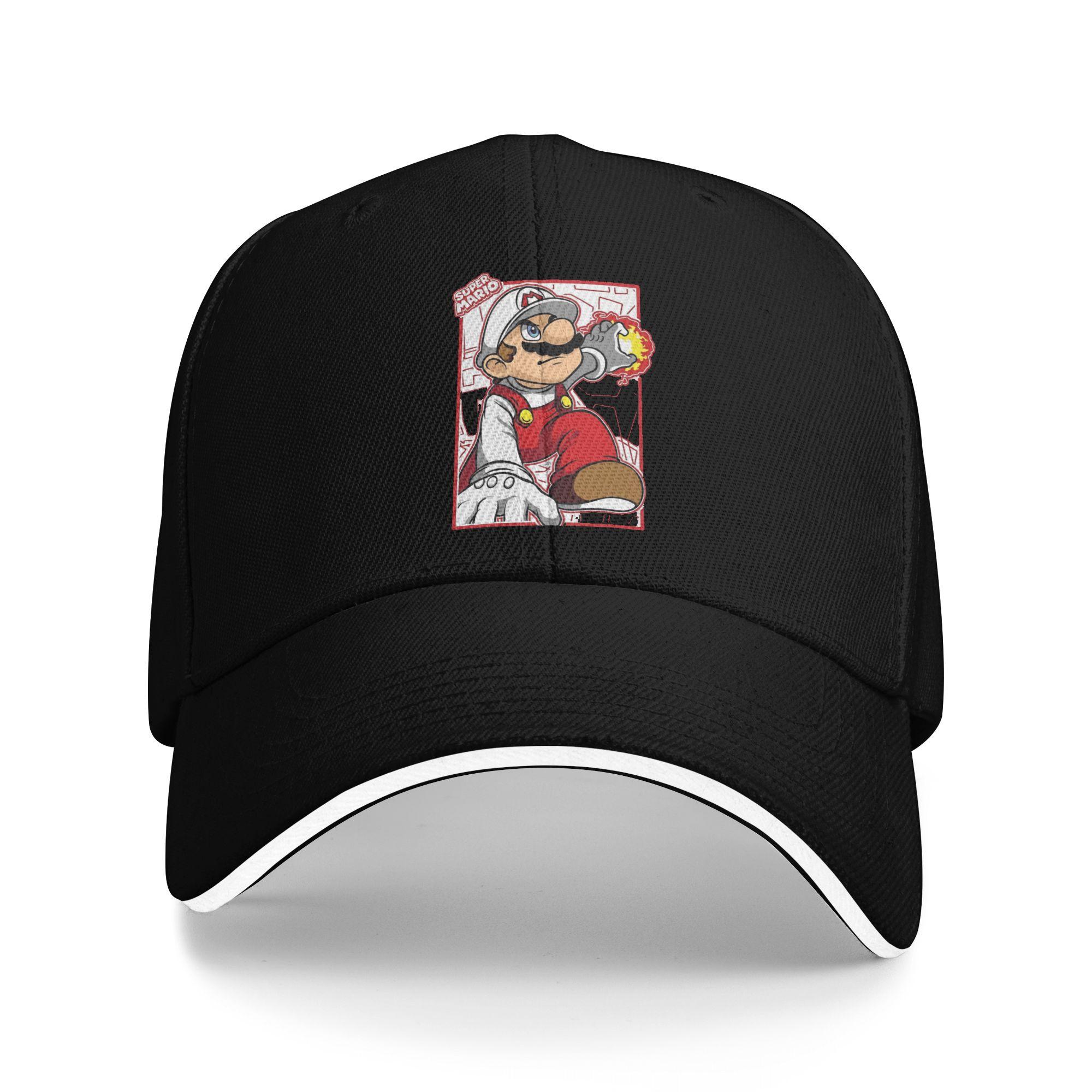 

Marios Boo Portrait Graphic Baseball Cap Hip Hop Sandwich Cap Unisex Style Adjustable Headwear Travel Gift One Size