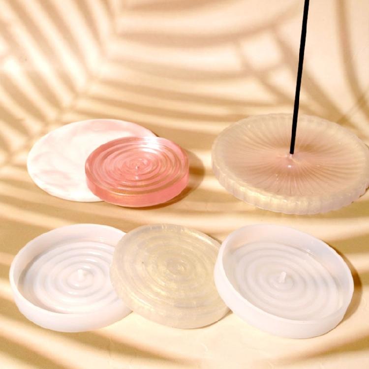 Crystal Epoxy Mold Incense Stick Holder Resin Molds Round Jewelry Tray Mold