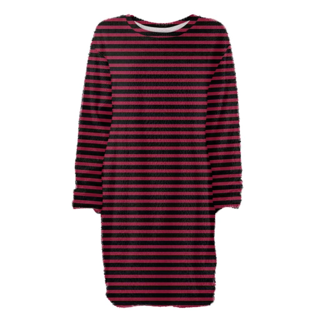 Women's Round Neck Casual Long Sleeve Plush Gradient Stripe Dresses