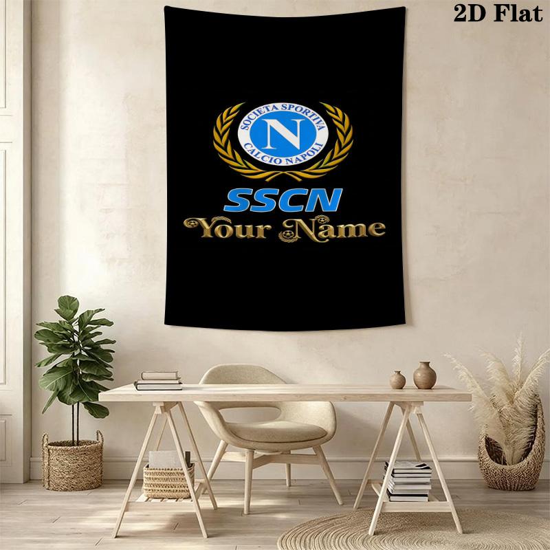 S.S.C. Napoli Custom Name Wall Tapestry Aesthetic Wall Hanging Printed Fabric Blanket Decorative Tapestries for Bedroom Living Room Home Decor