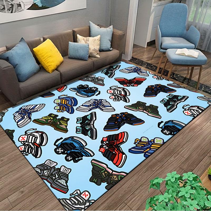 Sneaker Pattern Cartoon Carpet Suitable As a Non-slip Mat for the Living Room or Bedroom Sofa