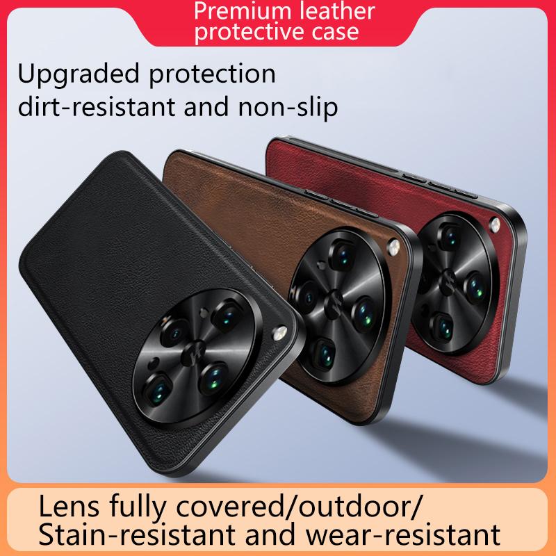 For Oppo Find X8 Ultra Case Elegant Leather Stain-Resistant Wear-Resistant Lens Fully Covered Non-Slip Grip Edge Cover Shell