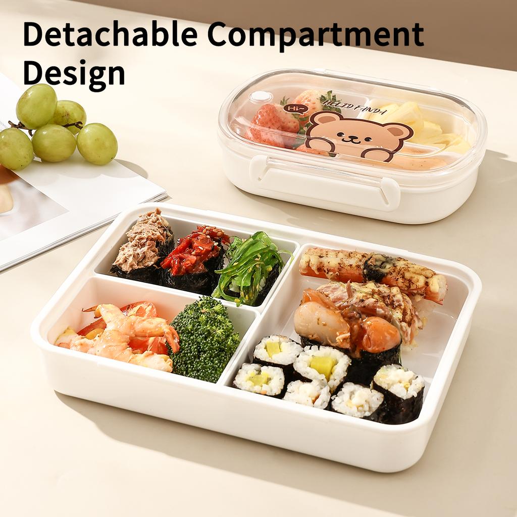 WORTHBUY Leak Proof Lunch Box Portable Food Container Microwavable Detachable Compartment Bento Box Plastic Transparent Food Box