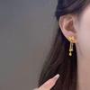 Gold Bow Tassel Heart Drop Earrings for Women - Exquisite, Simple, and Luxurious Design
