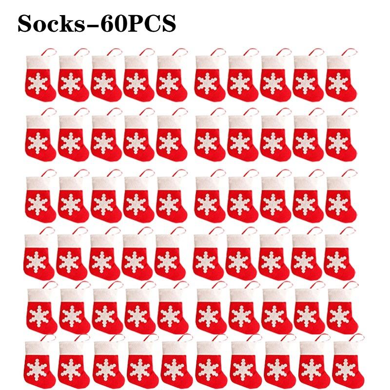 Mini Christmas Sock Silverware Holders Small Stocking Ornament for Knife Spoon Fork Storage Xmas Tree Dinner Table Party Decor