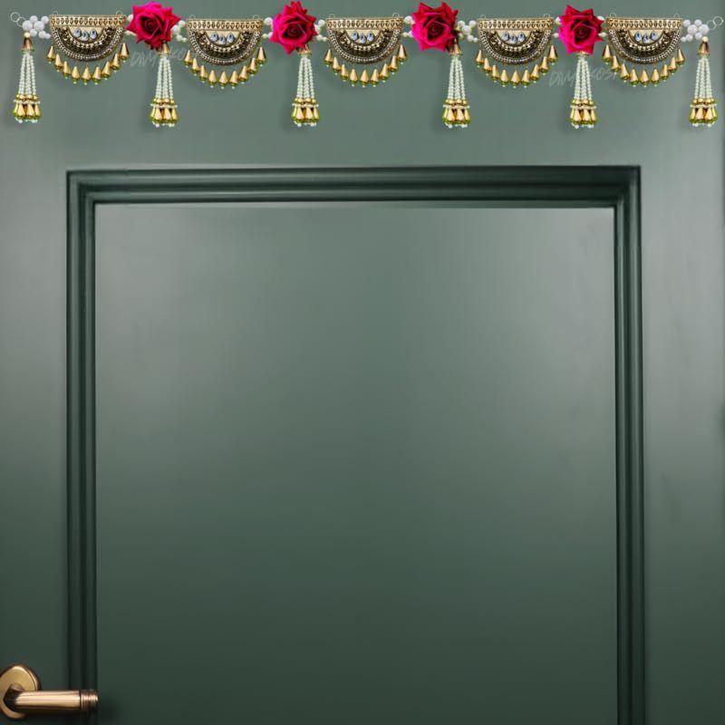 Torans for Entrance Door, Door Hangings for Home Decoration, Red Rose Heavy Toran | Thoranam for Entrance Door, Toran for Home Decoration